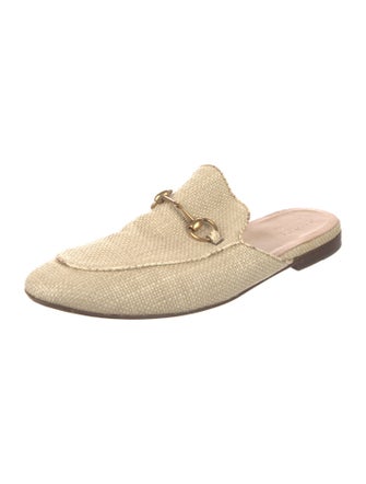 Gucci Horsebit Accent Raffia Slippers