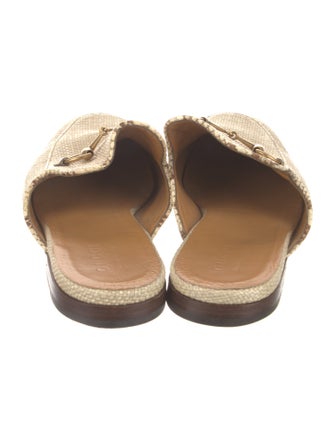 Gucci Horsebit Accent Raffia Slippers