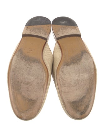 Gucci Horsebit Accent Raffia Slippers