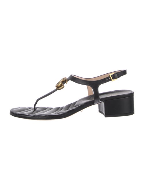 Gucci Double G Logo Leather T-Strap Sandals
