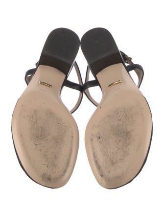 Gucci Double G Logo Leather T-Strap Sandals