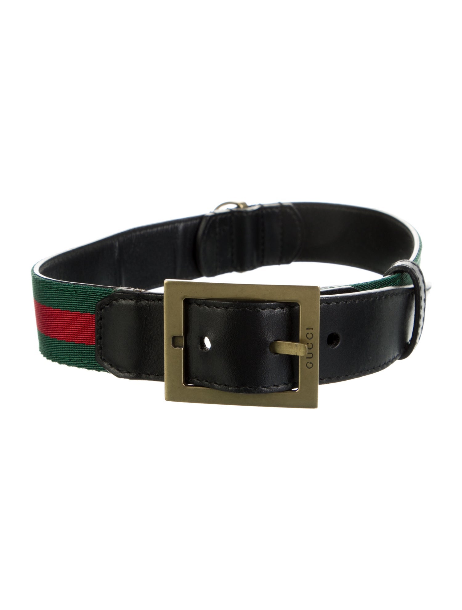 Gucci Web Leather Dog Collar