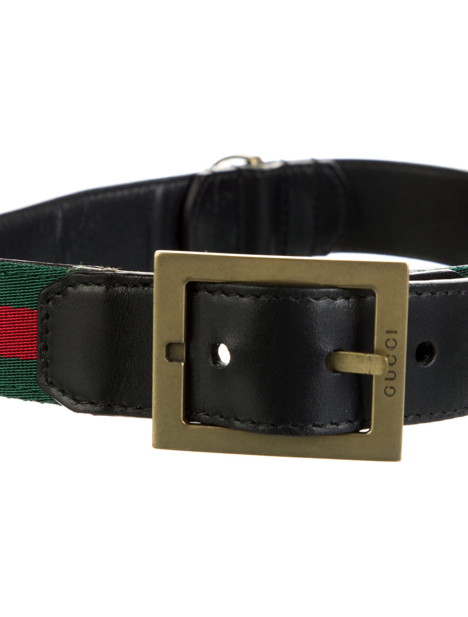 Gucci Web Leather Dog Collar