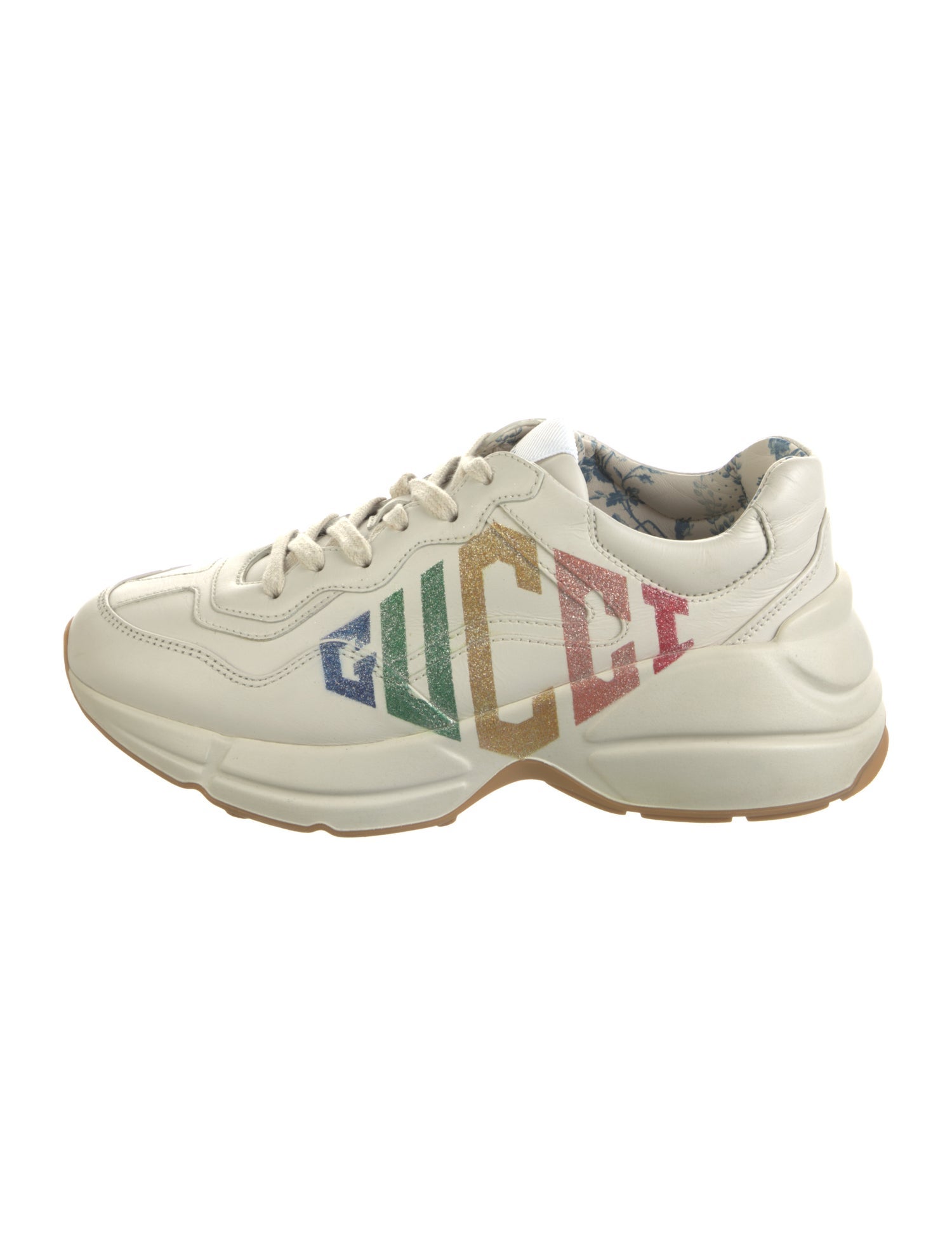 Gucci Leather Graphic Print Chunky Sneakers