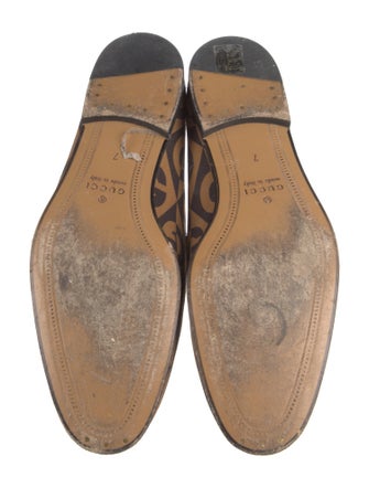 Gucci Horsebit Accent Canvas Dress Loafers