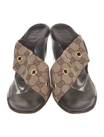 Gucci GG Canvas Leather Slides