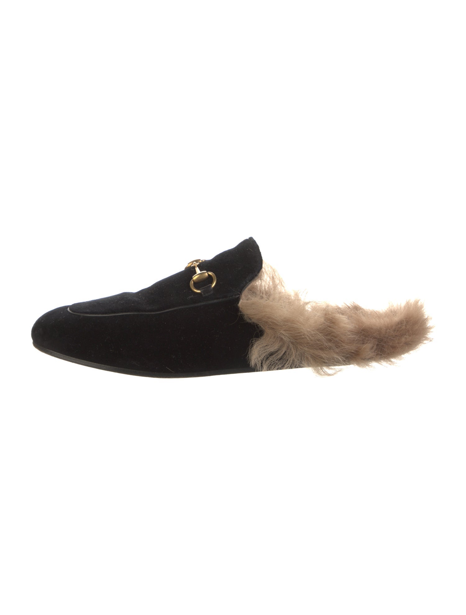 Gucci Velvet Fur Trim Mules