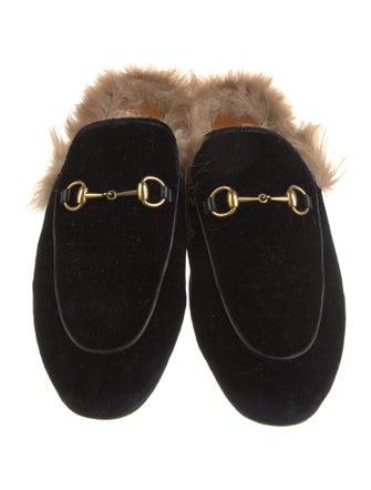 Gucci Velvet Fur Trim Mules