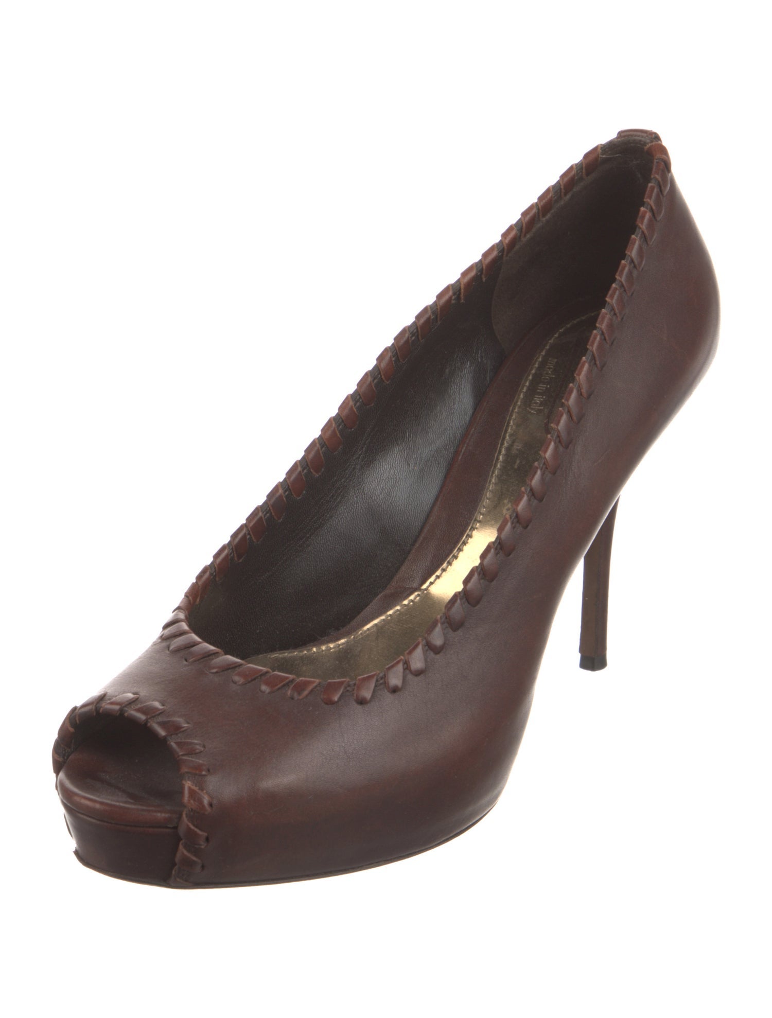 Gucci Leather Whipstitch Trim Pumps