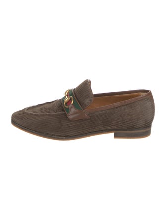 Gucci Web Accent Velvet Dress Loafers