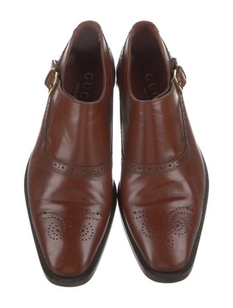 Gucci Web Accent Leather Monk Straps