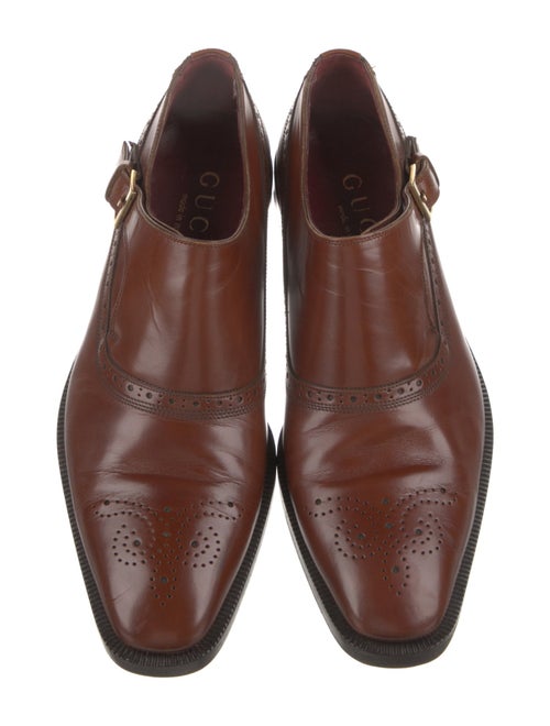 Gucci Web Accent Leather Monk Straps