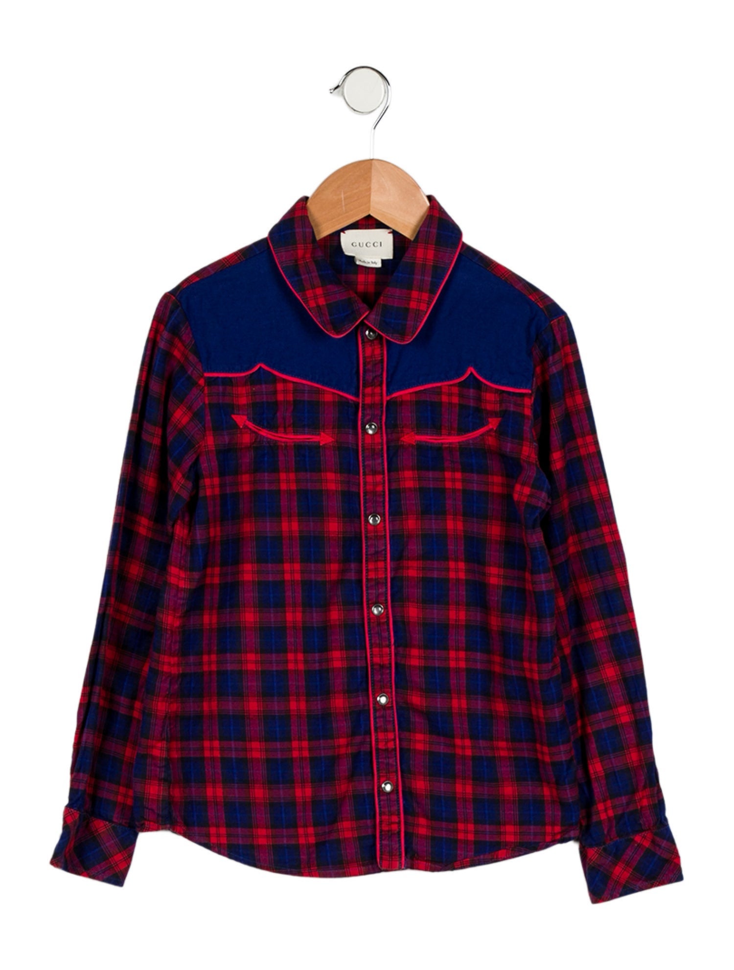 Gucci Kids' Checkprint Button Up Shirt