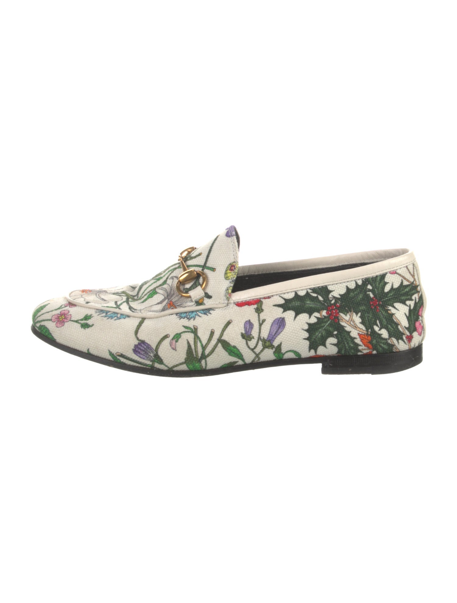 Gucci Flora Print Canvas Loafers