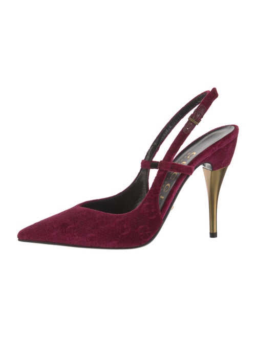 Gucci GG Logo Velvet Slingback Pumps