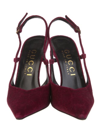 Gucci GG Logo Velvet Slingback Pumps