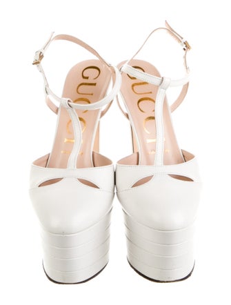 Gucci Leather Cutout Accent T-Strap Pumps