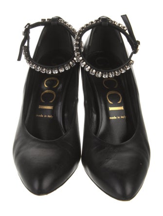 Gucci Leather Crystal Embellishments Pumps