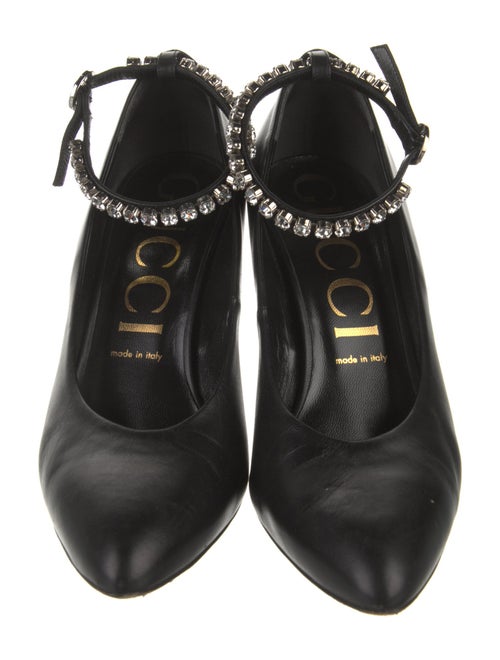 Gucci Leather Crystal Embellishments Pumps
