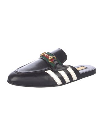 Gucci Web Accent Leather Slippers