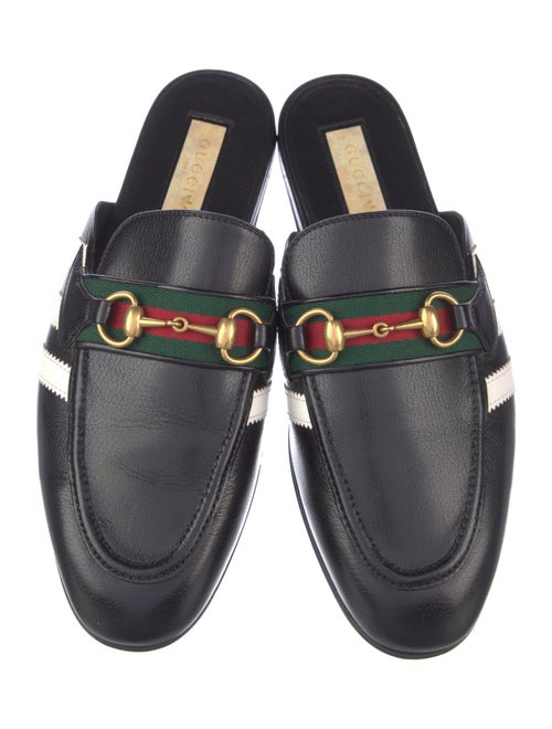 Gucci Web Accent Leather Slippers