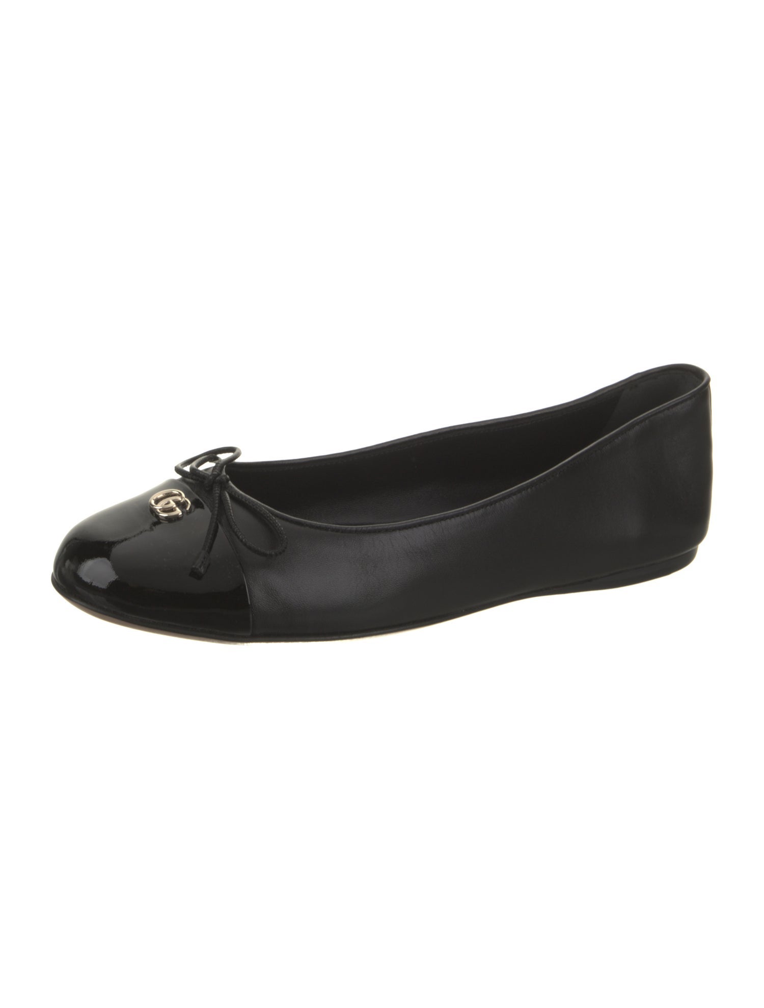 Gucci Leather Bow Accents Ballet Flats