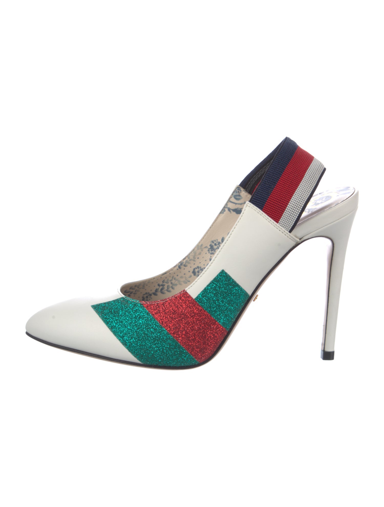 Gucci Web Accent Leather Slingback Pumps