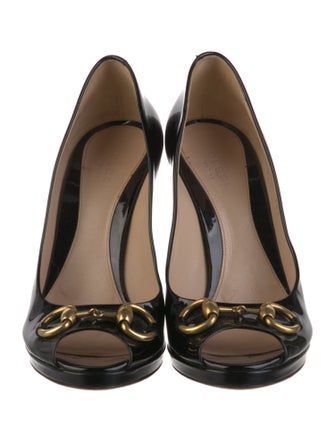 Gucci Horsebit Accent Patent Leather Pumps