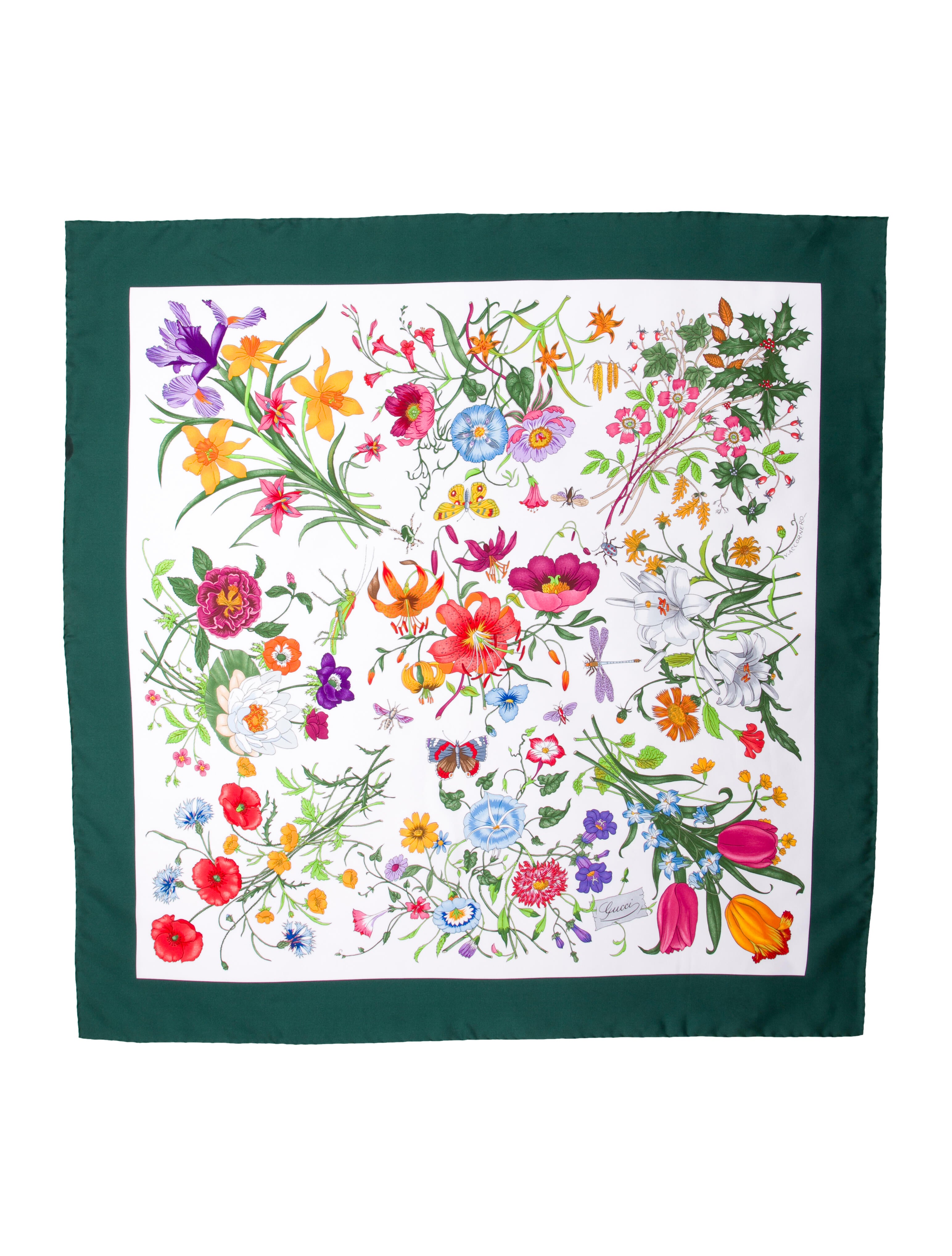 Gucci Flora Print Scarf w/ Tags