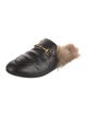 Gucci Leather Fur Trim Mules