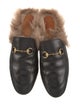 Gucci Leather Fur Trim Mules