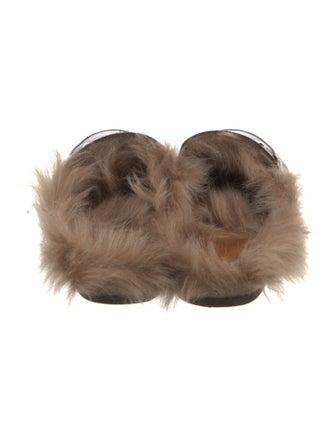Gucci Leather Fur Trim Mules