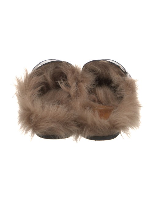 Gucci Leather Fur Trim Mules