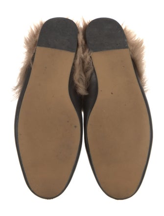 Gucci Leather Fur Trim Mules