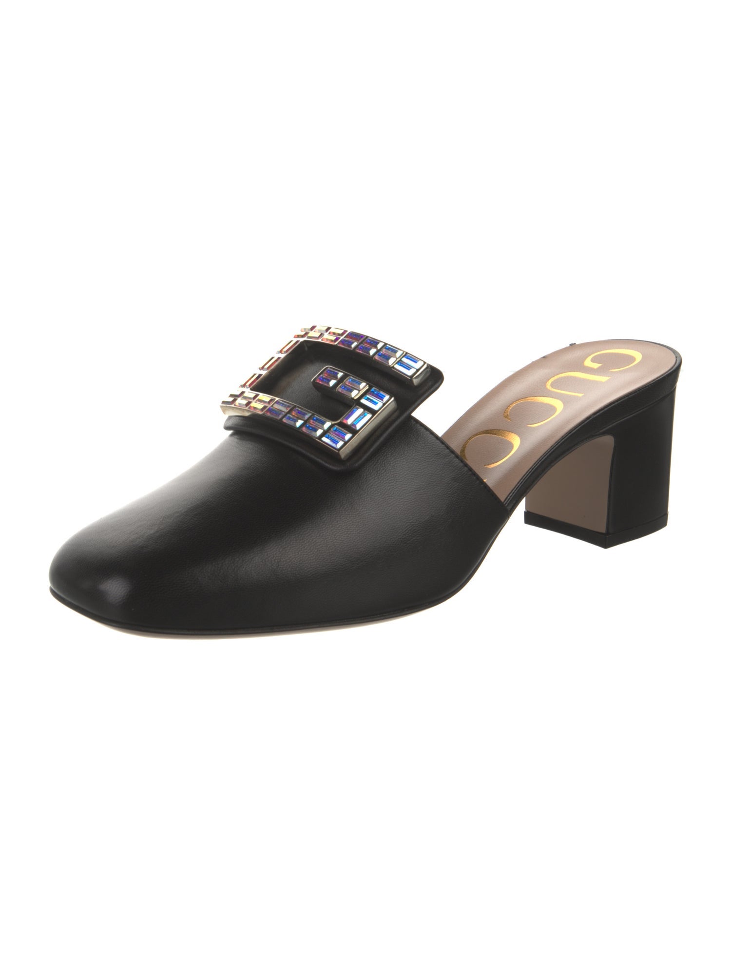 Gucci GG Crystal Leather Mules