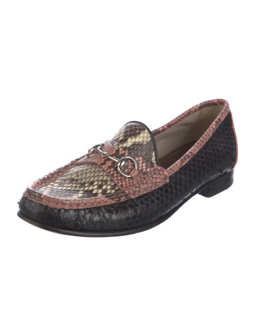 Gucci Horsebit Accent Snakeskin Loafers