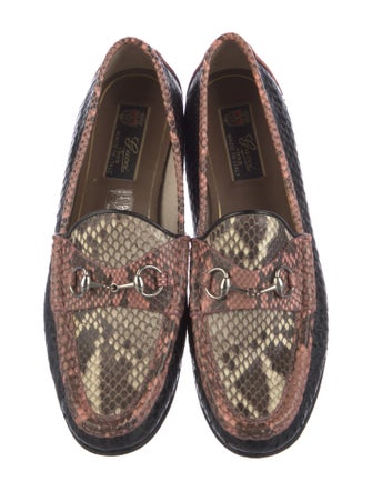 Gucci Horsebit Accent Snakeskin Loafers