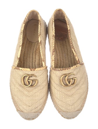 Gucci Double G Logo Raffia Espadrilles