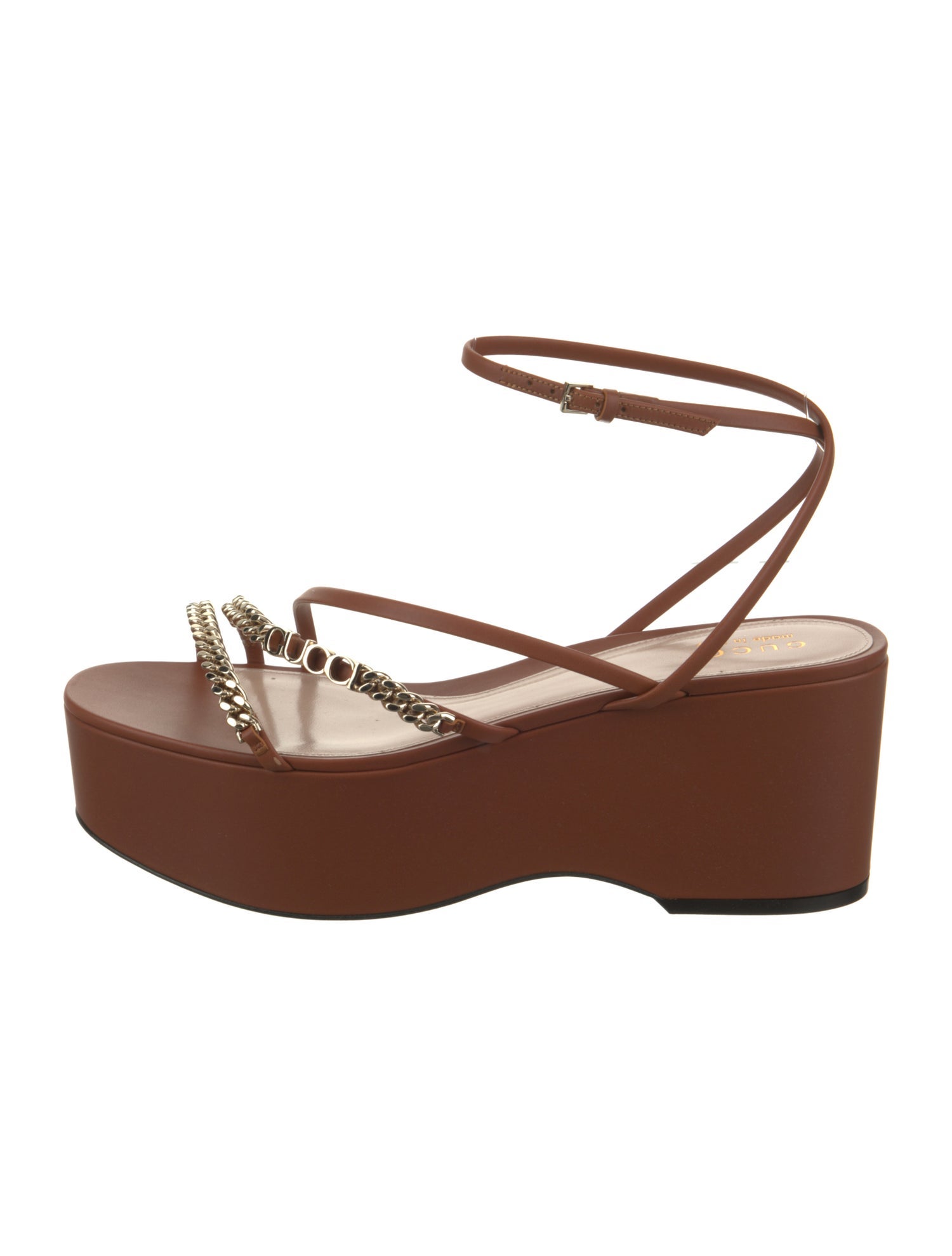 Gucci Leather Chain-Link Accents Sandals