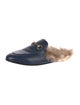 Gucci Leather Fur Trim Mules