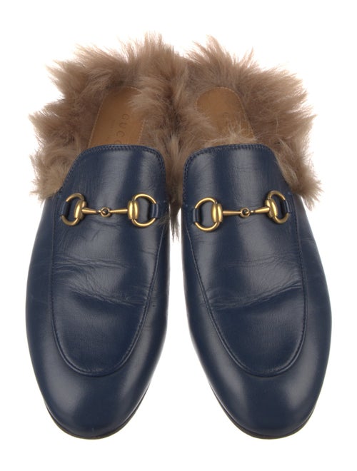Gucci Leather Fur Trim Mules