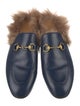Gucci Leather Fur Trim Mules