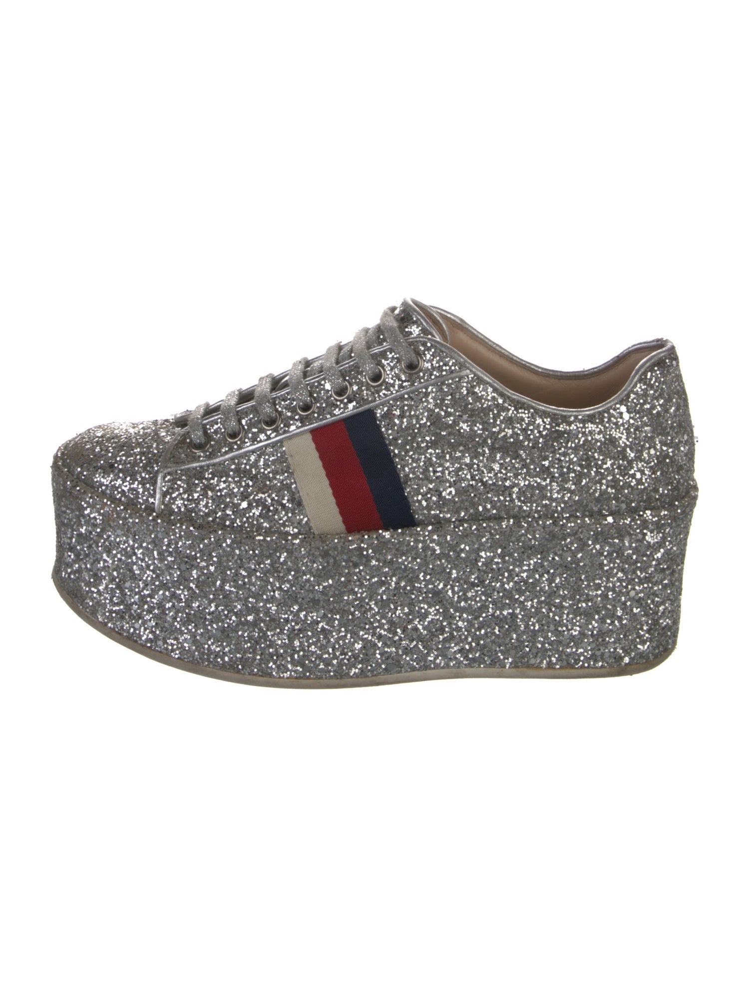 Gucci Sylvie Web Accent Glitter Sneakers