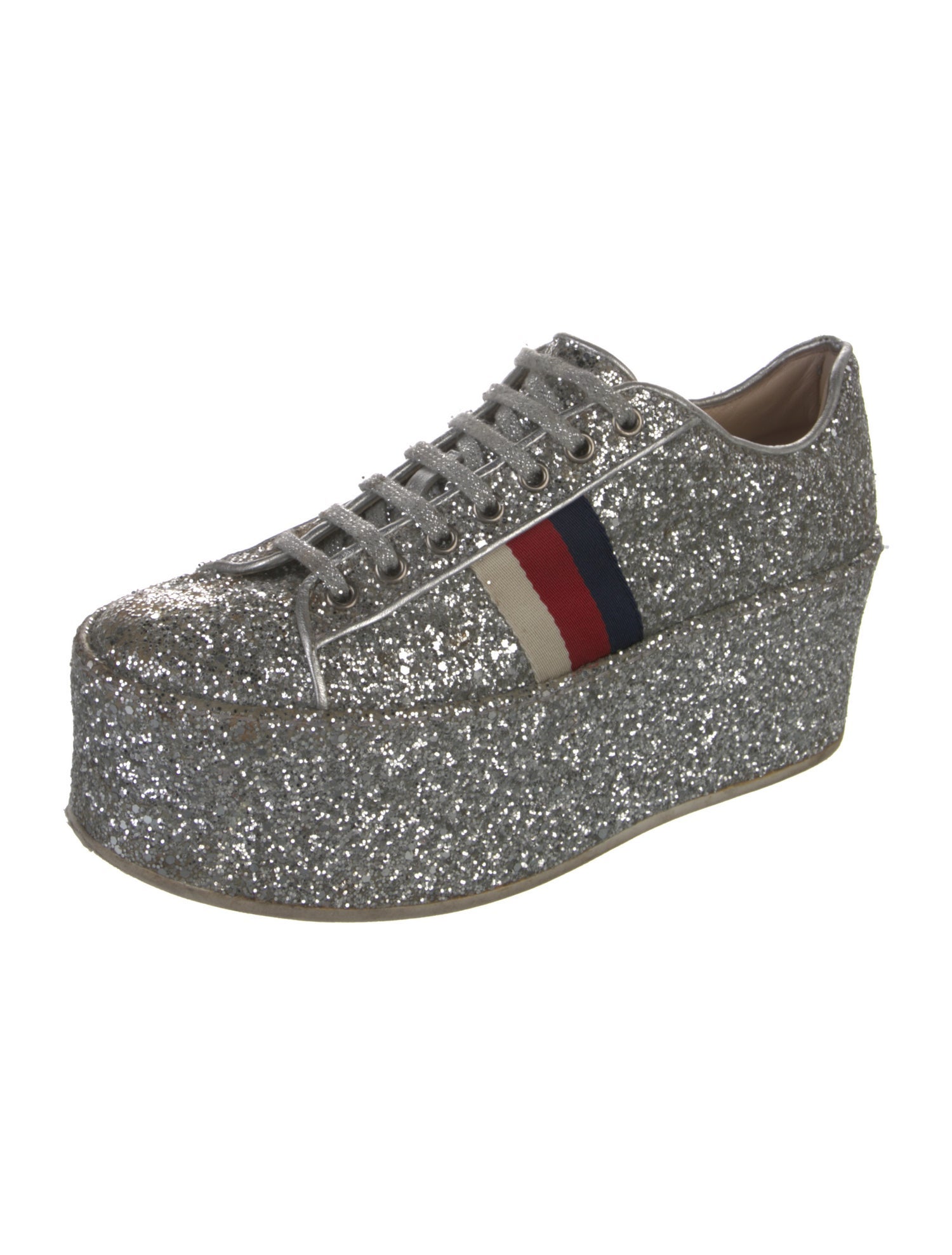 Gucci Sylvie Web Accent Glitter Sneakers