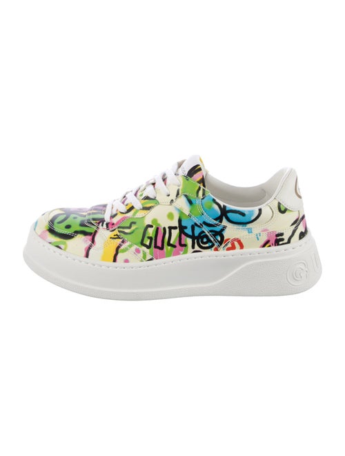 Gucci Graffiti Print Leather Sneakers