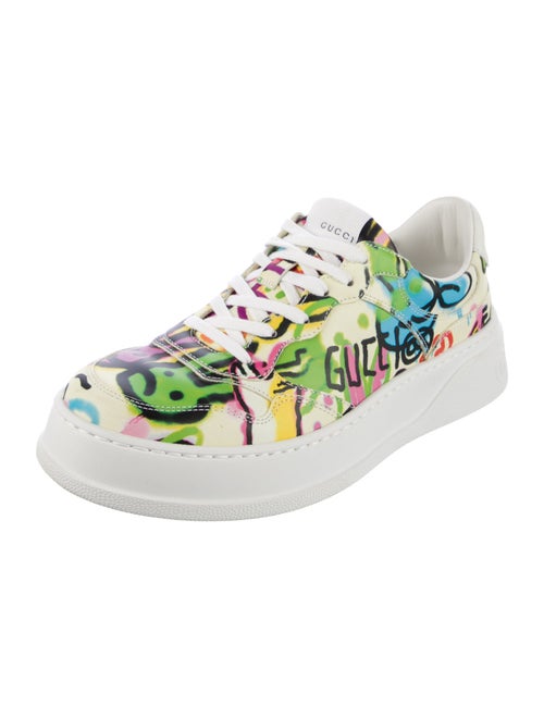 Gucci Graffiti Print Leather Sneakers