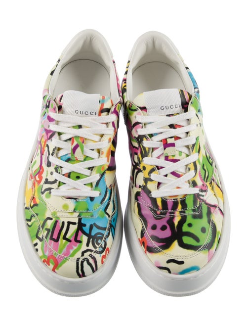 Gucci Graffiti Print Leather Sneakers