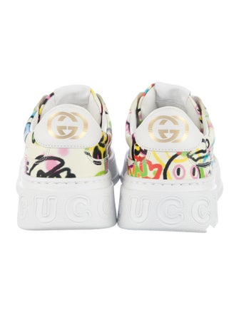 Gucci Graffiti Print Leather Sneakers