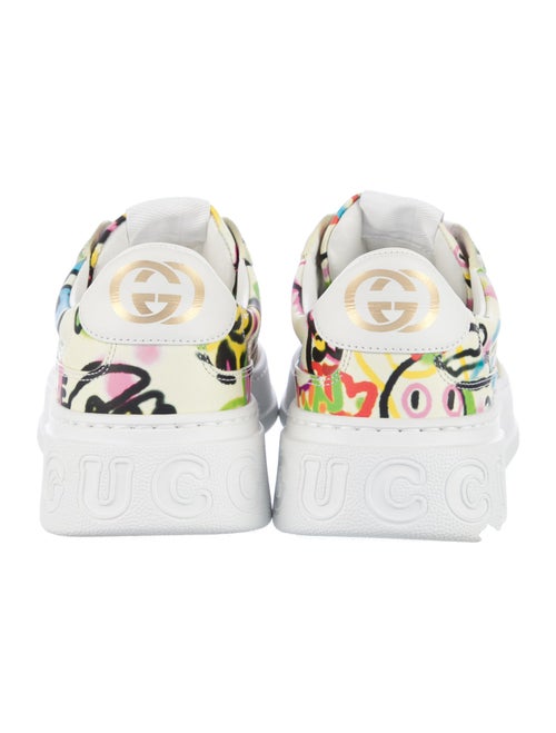 Gucci Graffiti Print Leather Sneakers