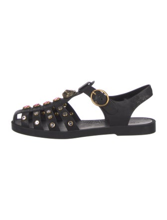 Gucci Double G Logo Rubber Gladiator Sandals
